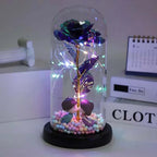Mothers Day Rose Gifts, Eternal Crystal Flower Light Up Rose in Glass Dome with Butterfly Moth