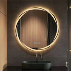 60/80CM LED Bathroom Mirror Circle Backlit HD Wall Antifog Vanity Mirror Shatterproof 3 Colors Lights Dimmable