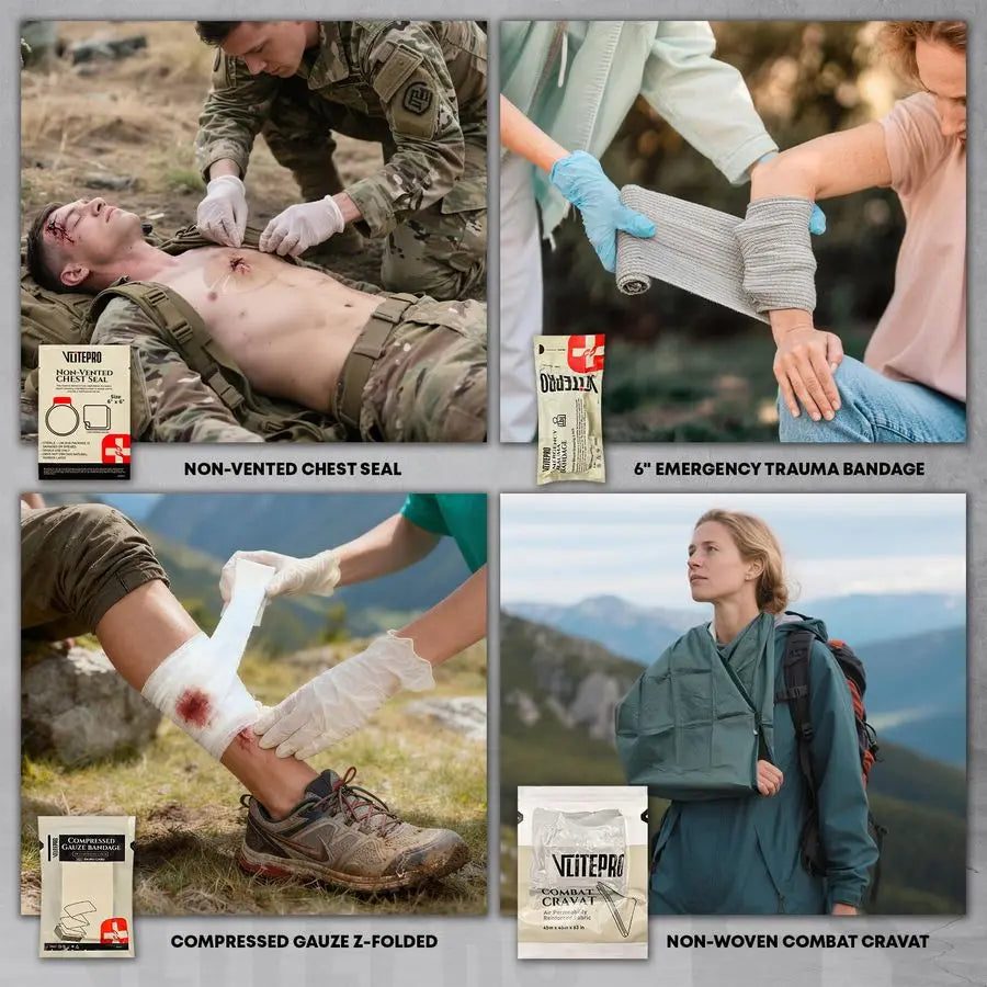 First Aid Kits Refill Supplies with Tourniquet, Emergency Trauma Bandage, Non Vented Chest Seal
