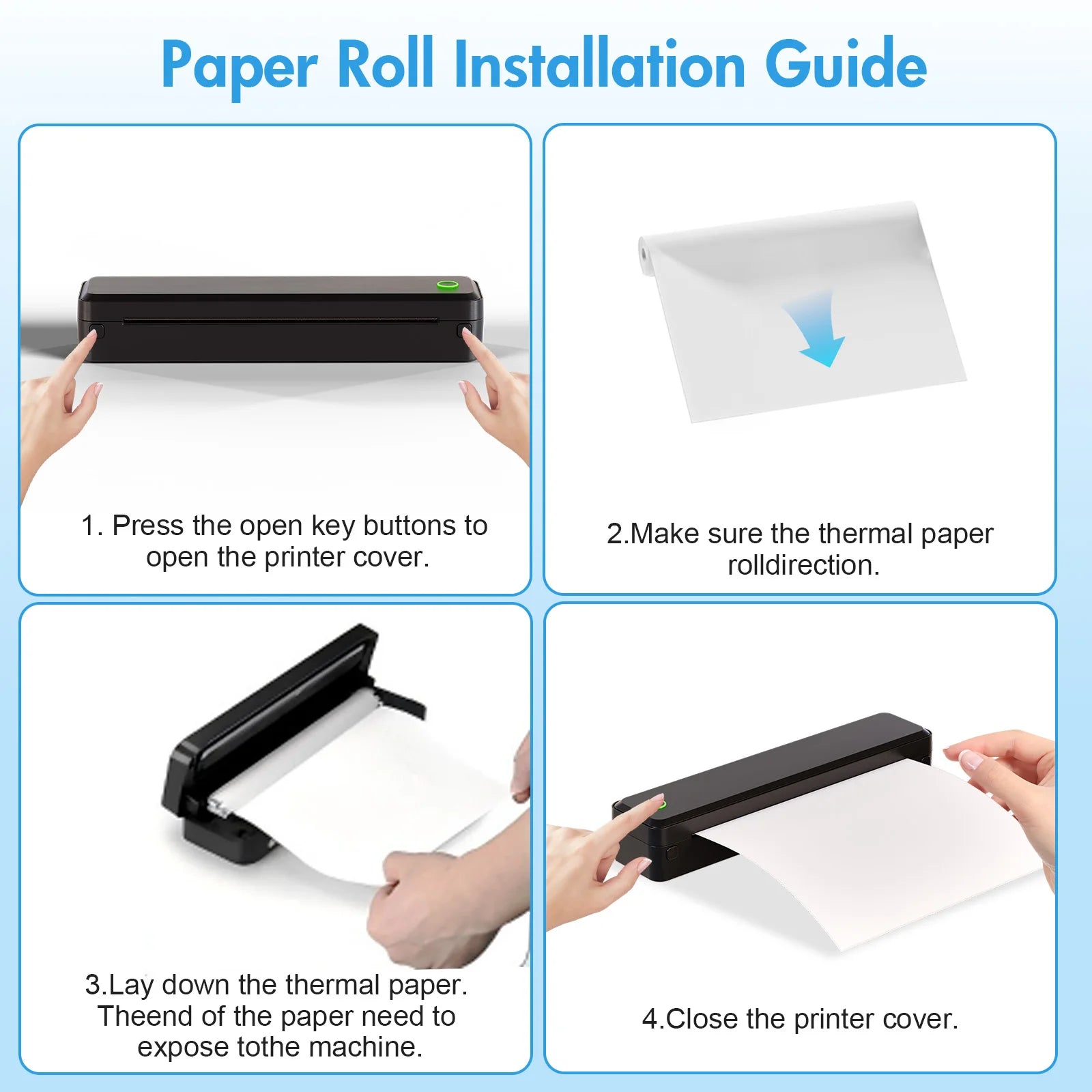 Portable Wireless Inkless Thermal A4 Label Maker US Letter/A4/A5/B5 Android iOS Phone & Laptop For Travel Office School