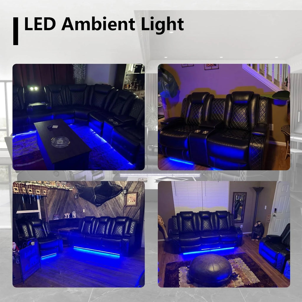 Power Recliner Sofa Set with LED Light for Living Room Furniture