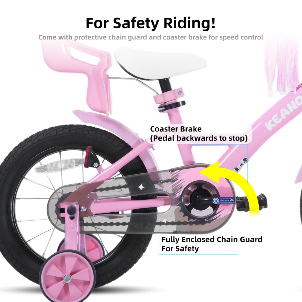 Ages 3-10 Years, Girls' Bikes with Training Wheels, Streamers, Basket and Doll Seat