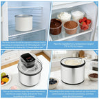 2-liter Large-capacity Electric Ice Cream Maker That Can Make Various Flavors Of Smoothies And Frozen Yogurt. Equipped with An LED Display, Suitable for 1-3 People.