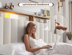 Upholstered King Bed Frame and headboard with 2-Tier Shelves, 4 Drawers