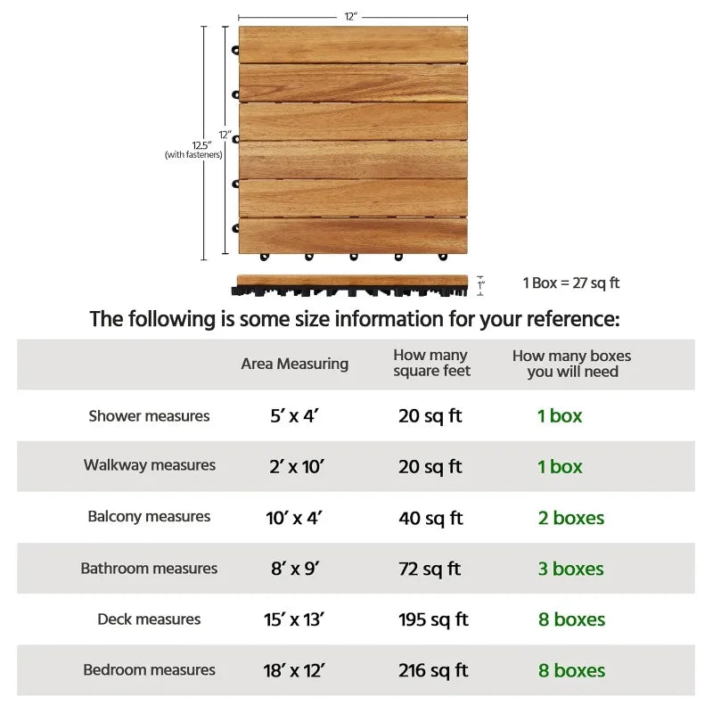 Wood Interlocking Flooring Tiles Waterproof Flooring for Outdoor & Indoor