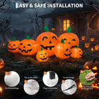 7.5FT Halloween Inflatable Pumpkin Patch With LED Lights, 7 Jack-O-Lantern Blow Up Decor For Outdoor Yard Lawn Thanksgiving Fall