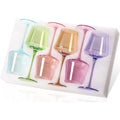 Set of 6,16oz Hand Blown Crystal Colorful Wine Glasses with Long Stem
