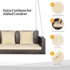 Heavy Duty 800 LBS Rattan Hanging Set With Cushions