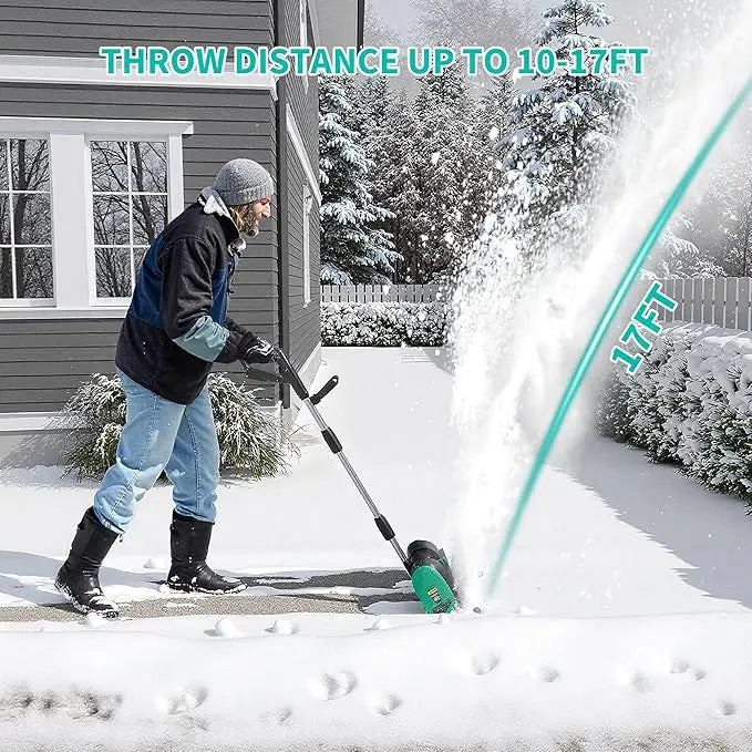 12″ Electric Snow Blower, Snow Shovel, Battery Powered Snow Blower with 12A Brushless Motor, 17 ft Throw Distance for Driveway,