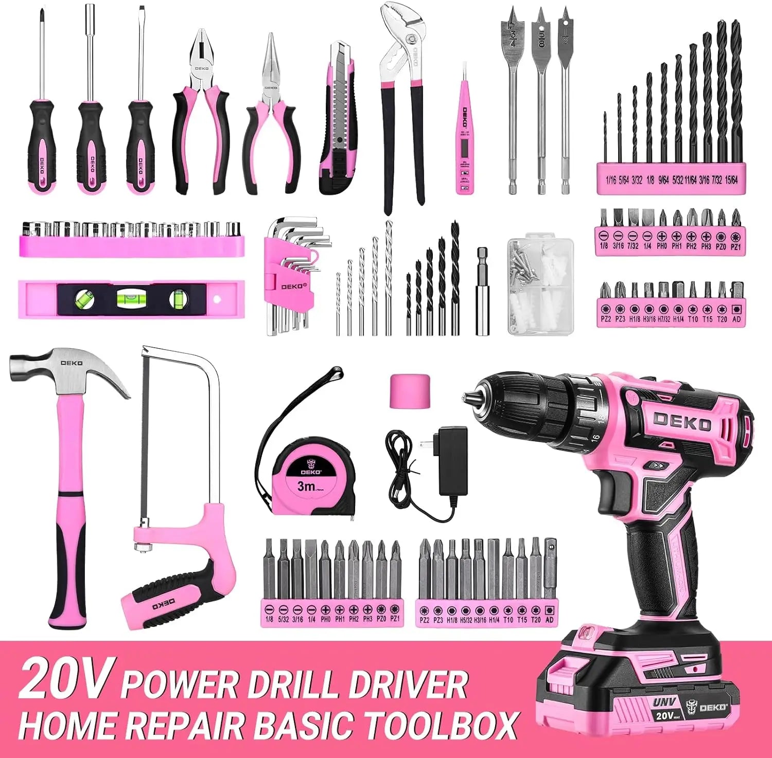 20V Cordless Power Drill Tool Box with Battery