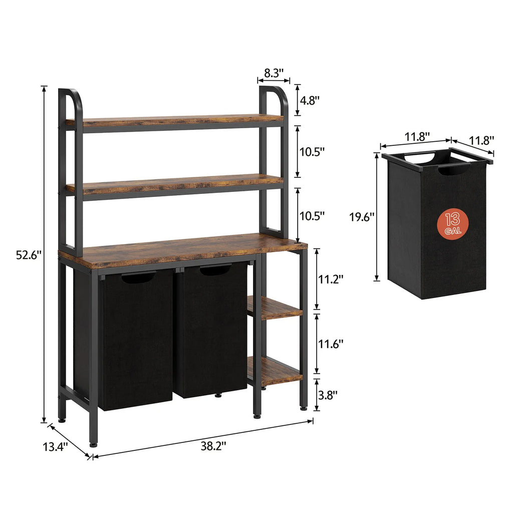 2 Section Laundry Sorter Basket with 2 Pull-Out Removable Bags