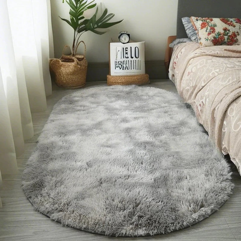 Fluffy Oval Plush Carpet Extra Soft For Living Room Sofa Area Bedroom Non-Slip
