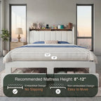 Bed Frame, 2 Storage Drawers/2-Tier Shelves with LED Lights & Charging Station, No Box Spring Need, Full/Queen/King