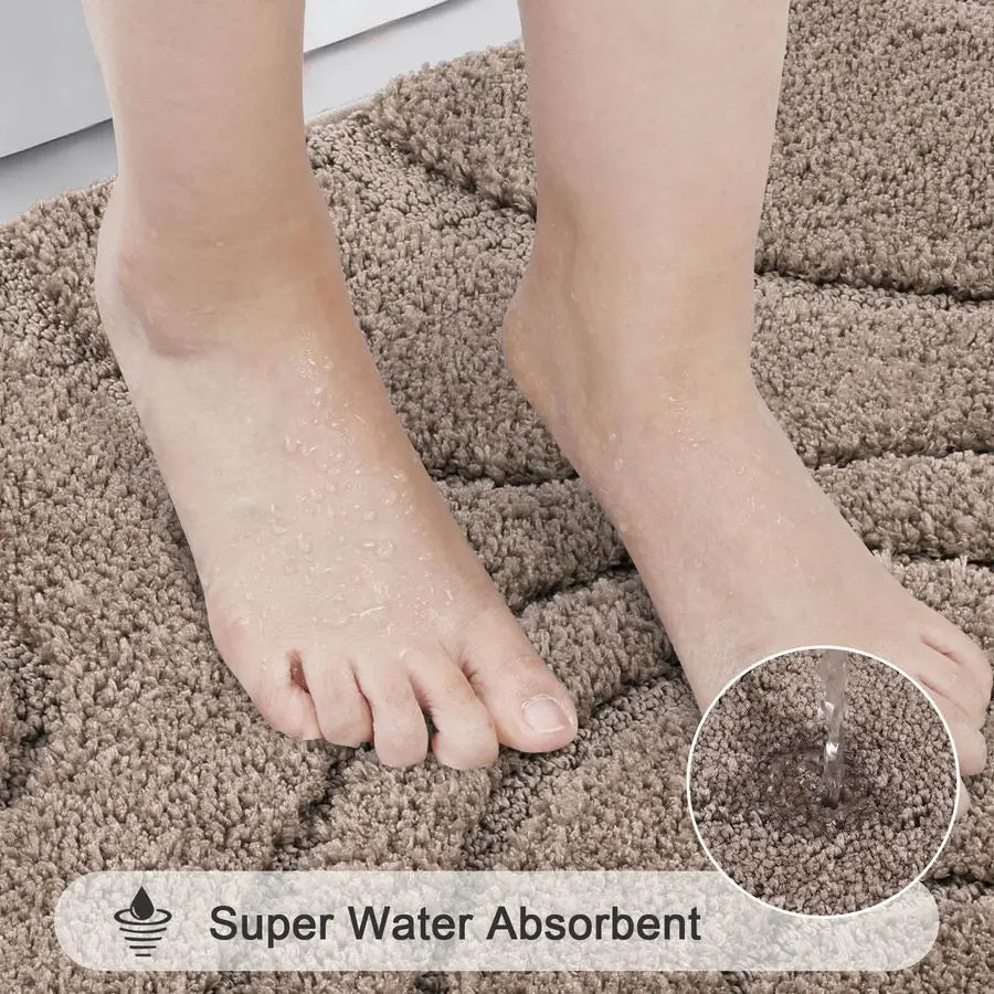 Bathroom Rugs Sets 5 Piece, Non Slip Washable Bath Rug Set with Toilet Cover