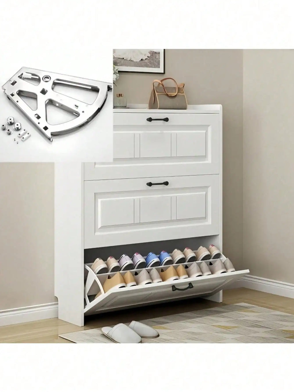 Double-Layer Rotating Shoe Cabinet Hinges: Stainless Steel, Easy Install, Durable, Space-Saving, Fit Entrance Hall Cabinets