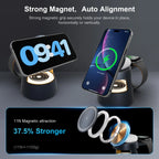 4 in 1 Magnetic Wireless Charger Fast Charging Station 15W Foldable Night Light Multiple Devices Apple IWatch Ultra Airpods