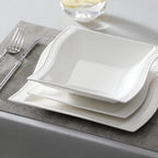 MALACASA 30 Piece White Porcelain Dinner Set with 6PCS Dinner Plate/Dessert/Soup/Mug/Saucer Tableware Set for 6-12 Person