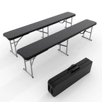 2‑Pack 6 FT Outdoor Folding Plastic Bench, Portable Camping Picnic Bench with 4cm Thick Scratch‑Stain Resistant HDPE Tabletop