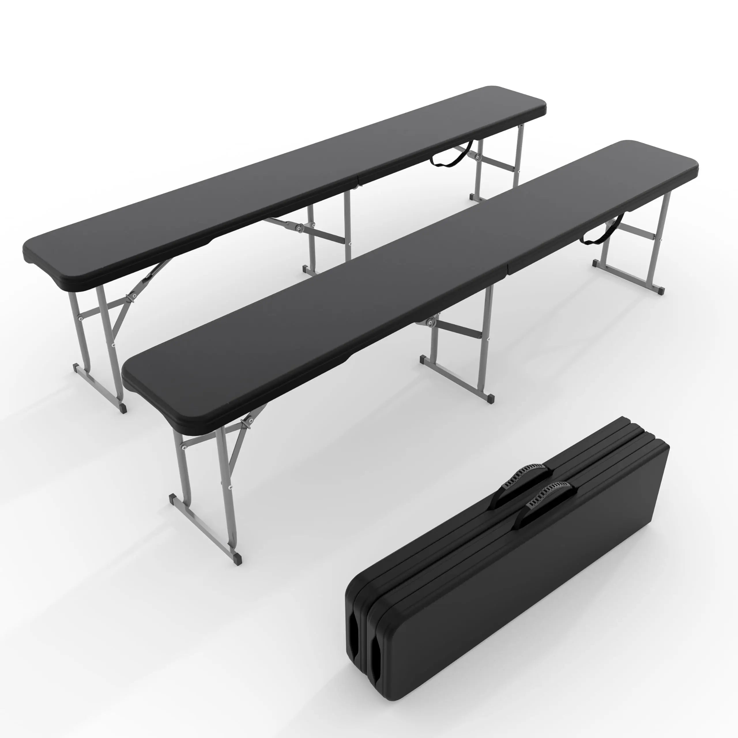 2‑Pack 6 FT Outdoor Folding Plastic Bench, Portable Camping Picnic Bench with 4cm Thick Scratch‑Stain Resistant HDPE Tabletop