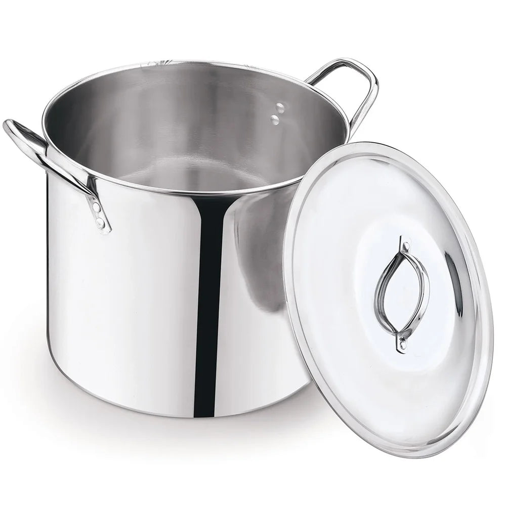 12 Quart Stainless Steel Stock Pot with Metal Lid Stay Cool Handles