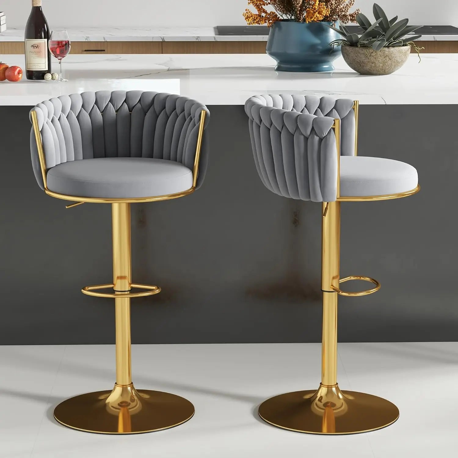 27″ Counter Stools with Upholstered Backrest