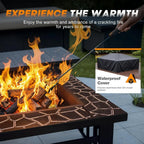 Devoko Outdoor Fire Pit, 32 Inch Firepit Table Metal Outdoor Fireplaces with Waterproof Cover