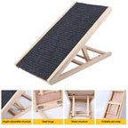 Dog Ramp, Natural Pine Wooden Lightweight Folding Anti-skid Adjustable 2 Height Climbing Ramp