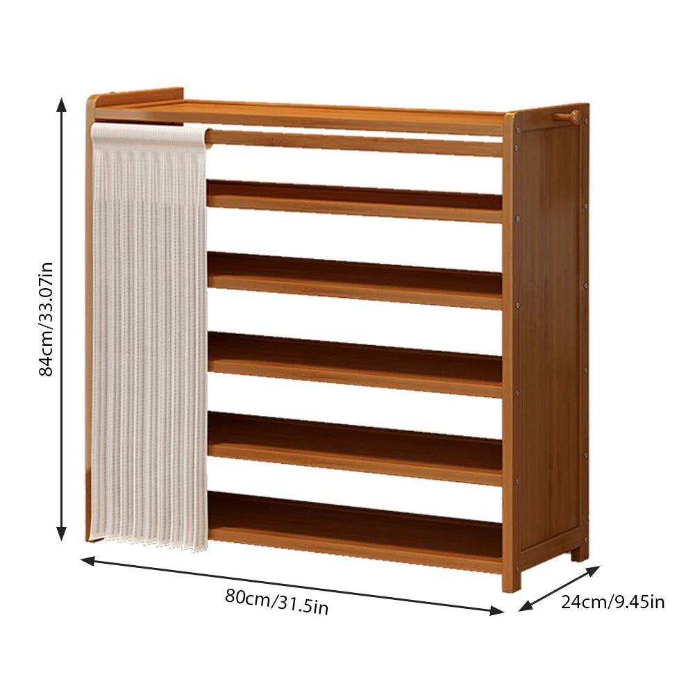 6-Tier Shoes Organizer with White Gauze Curtain