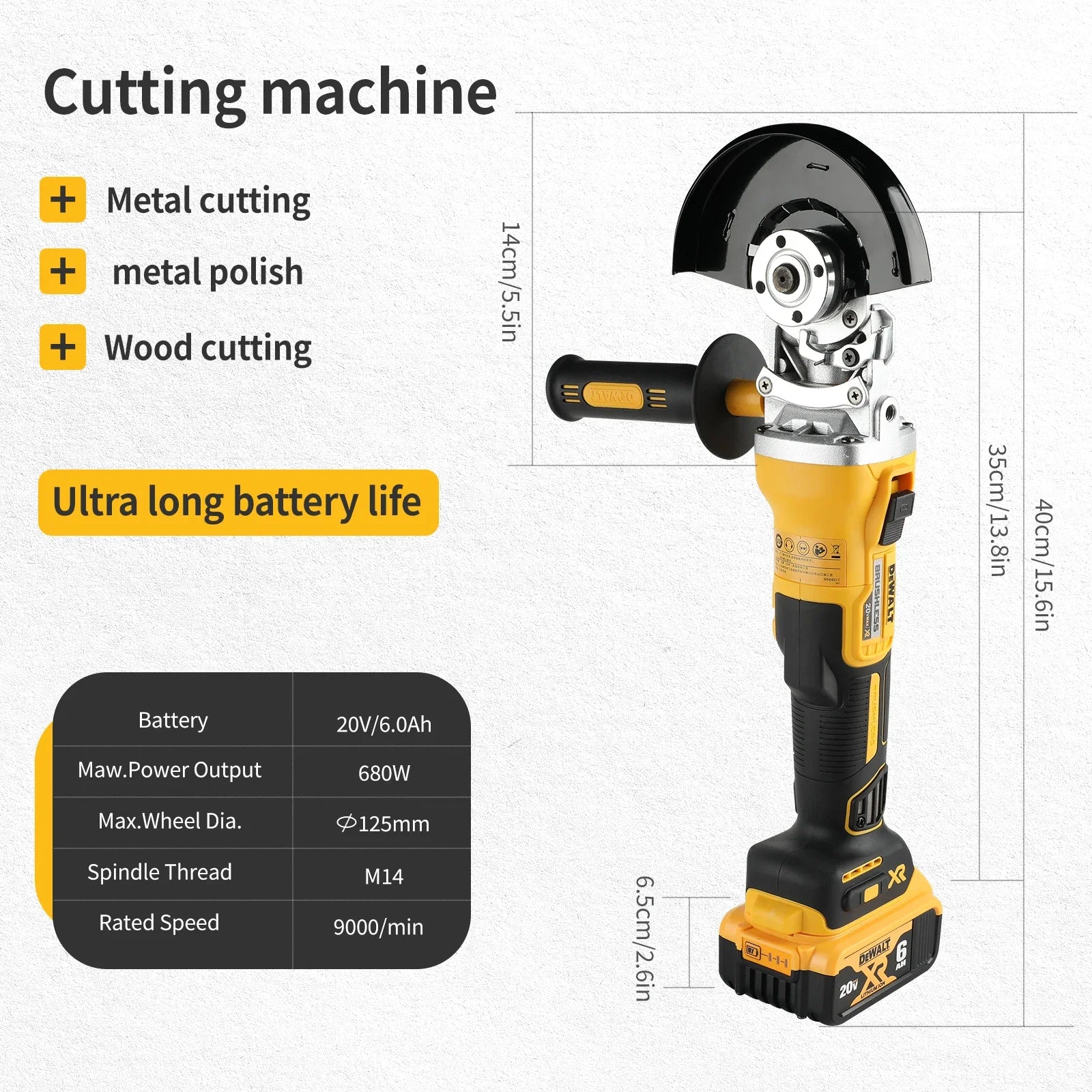 DEWALT Flat Head Angle Grinder - Bare Machine, 18V Lithium - Powered Brushless Tool
