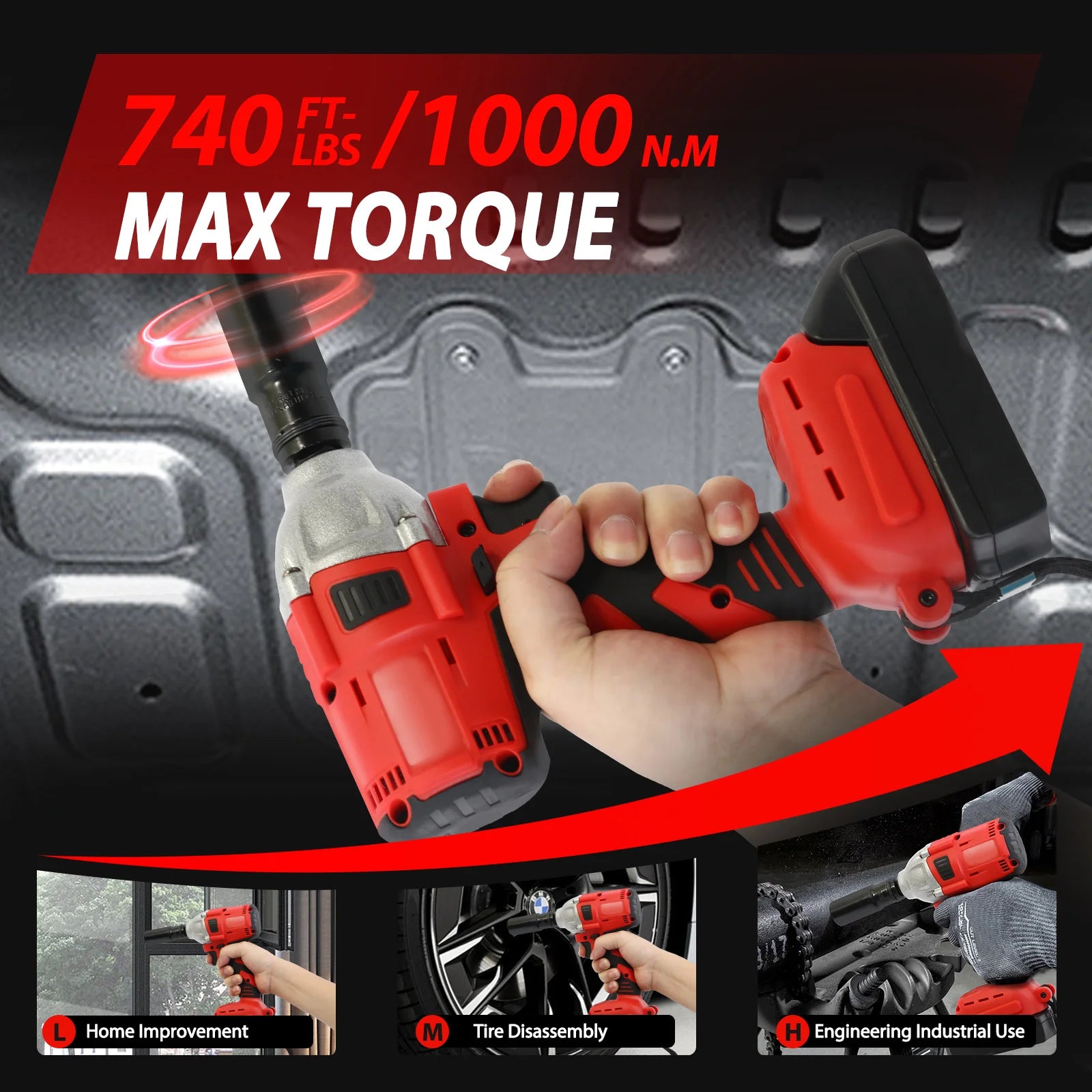 20V Cordless Electric Impact Wrench 1/2 Inch Power Tool Set with Brushless Drill Driver