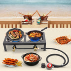 8000W Dual Burner Cast Iron Gas Camping Stove Portable for Outdoor Camping