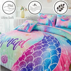 Colorful Rainbow Girls Comforter Set with Sheets Soft and Lightweight, 6 Pieces Teen Girls Bed in a Bag