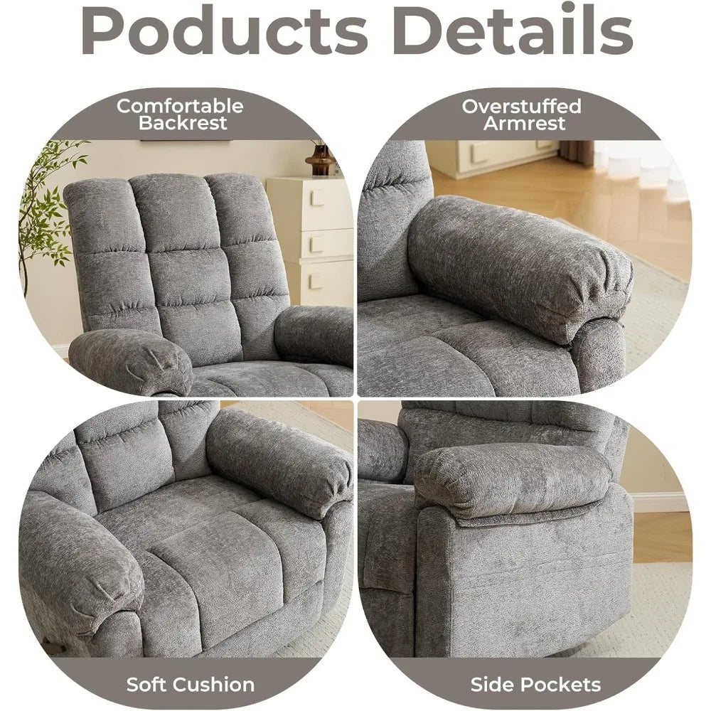 Swivel Rocker Recliner Chair with Heat and Massage