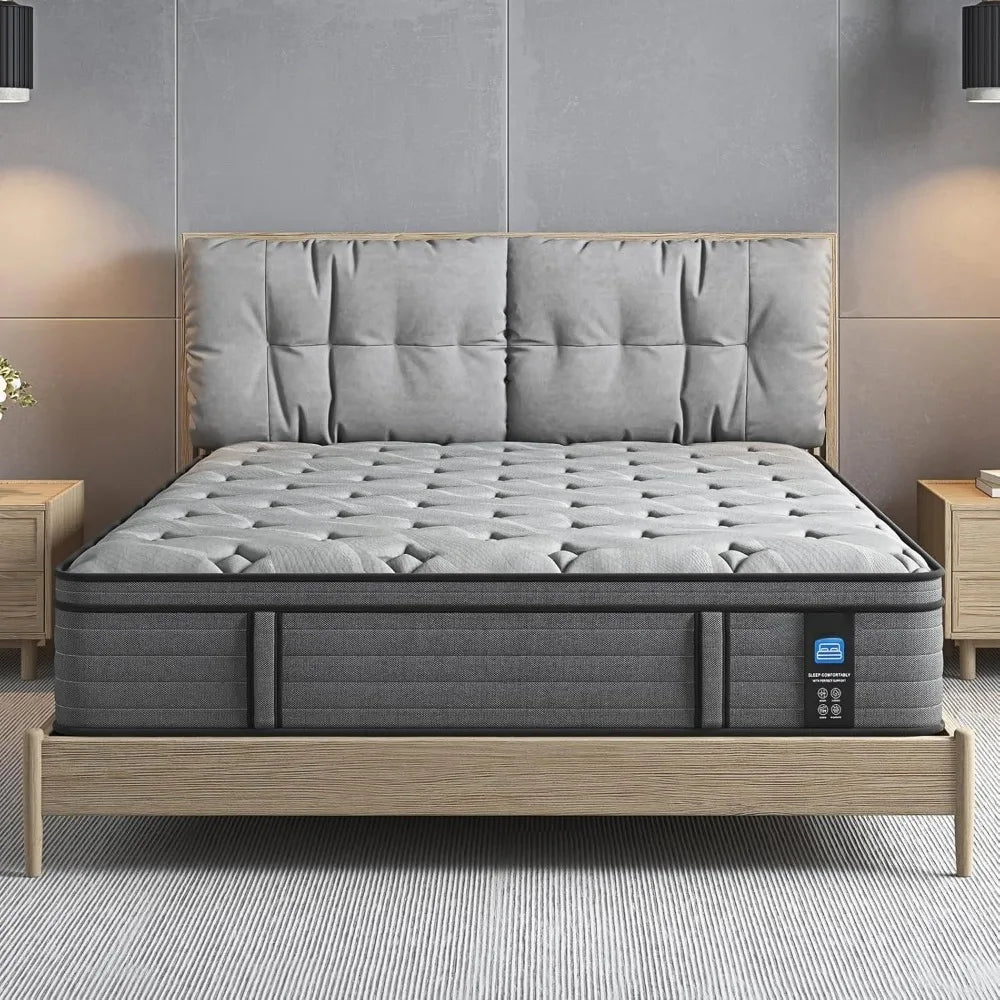 Firm Queen Mattress,12 Inch Hybrid Mattress with Extra Lumbar Support for Back Pain Relief, Cool Sleep