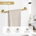 Brushed Gold Bathroom Hardware Accessorie Set 23.6 Inch Towel Bar Set 5-Pieces Towel Rack&Holder Set for Bathroom,Upgraded Toilet Paper Holder with Shelf,Stainless Steel Wall-Mounted