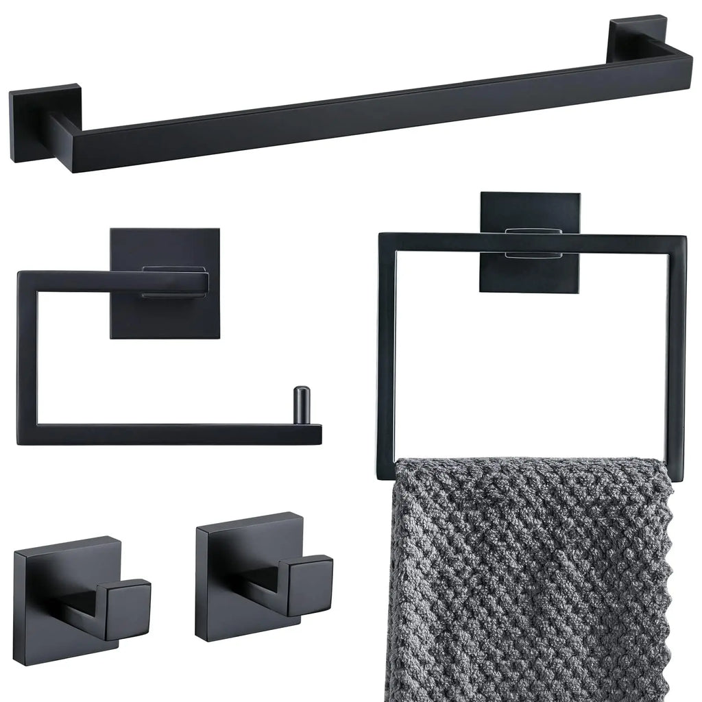 Brushed Gold Bathroom Hardware Accessorie Set 23.6 Inch Towel Bar Set 5-Pieces Towel Rack&Holder Set for Bathroom,Upgraded Toilet Paper Holder with Shelf,Stainless Steel Wall-Mounted