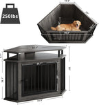 51" Corner Wooden Dog Crate with 2-Tier Shelves