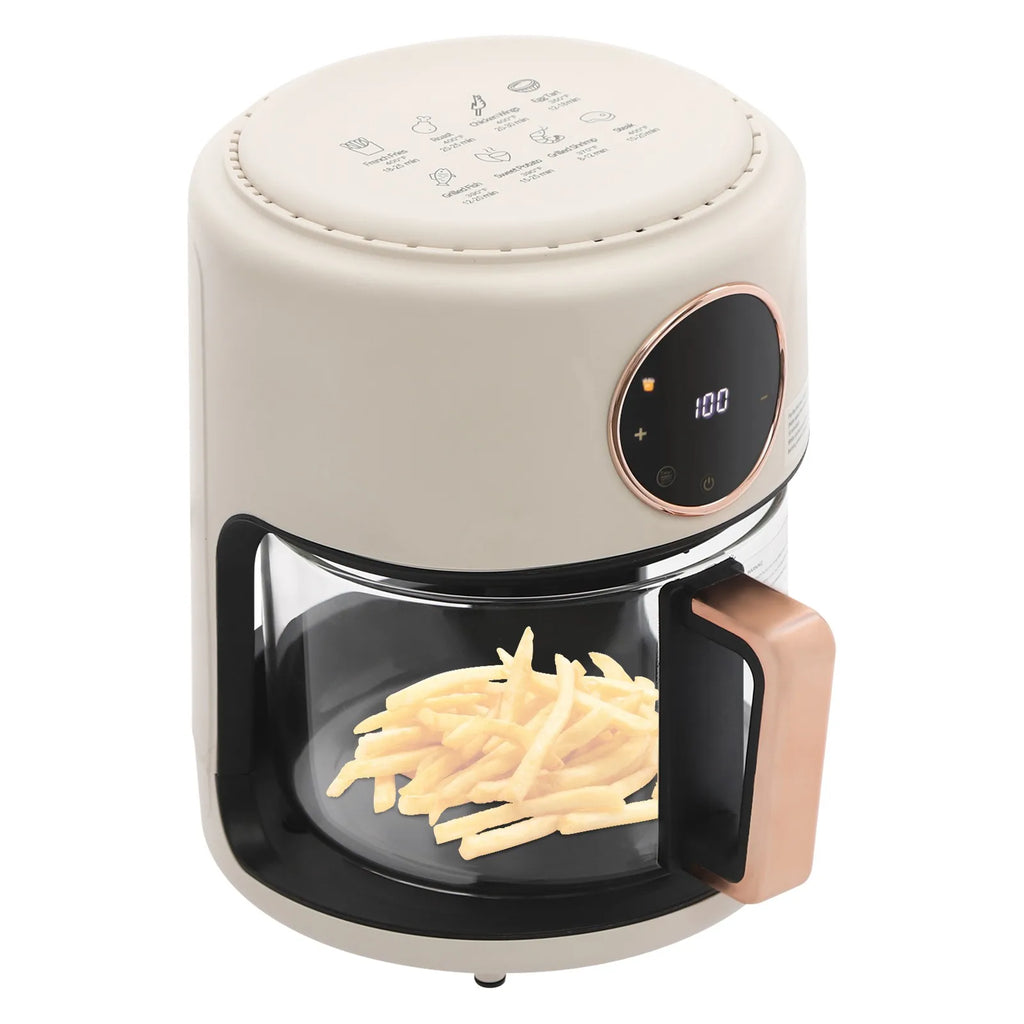 4.2L 1200W Airy Fryer with 2 Years Manufacturer Warranty Glass Air Fryer 6-in-1 Functions 360° Viewable Airy Fryer for Home Kitchens, Restaurants, Family Gatherings, Outdoor Picnics, Food Stalls