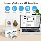 Thermal Label Printer Portable No Ink Required 203DPI 4x6 for Small Business Bluetooth USB