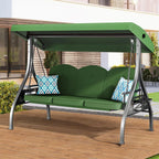 3 Seat Outdoor Porch Patio Swing with Stand 800lbs, 2-in-1 Convertible Swing Bed