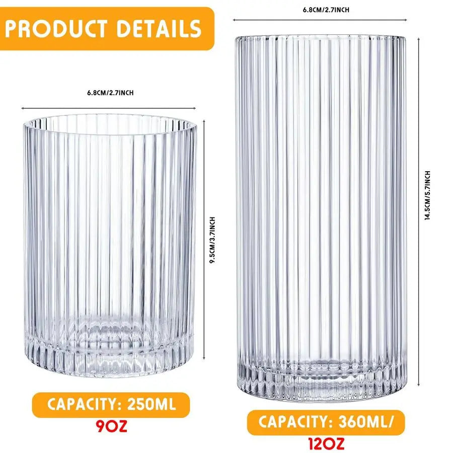 9 oz, 12 oz Glass Cups Vintage Glassware