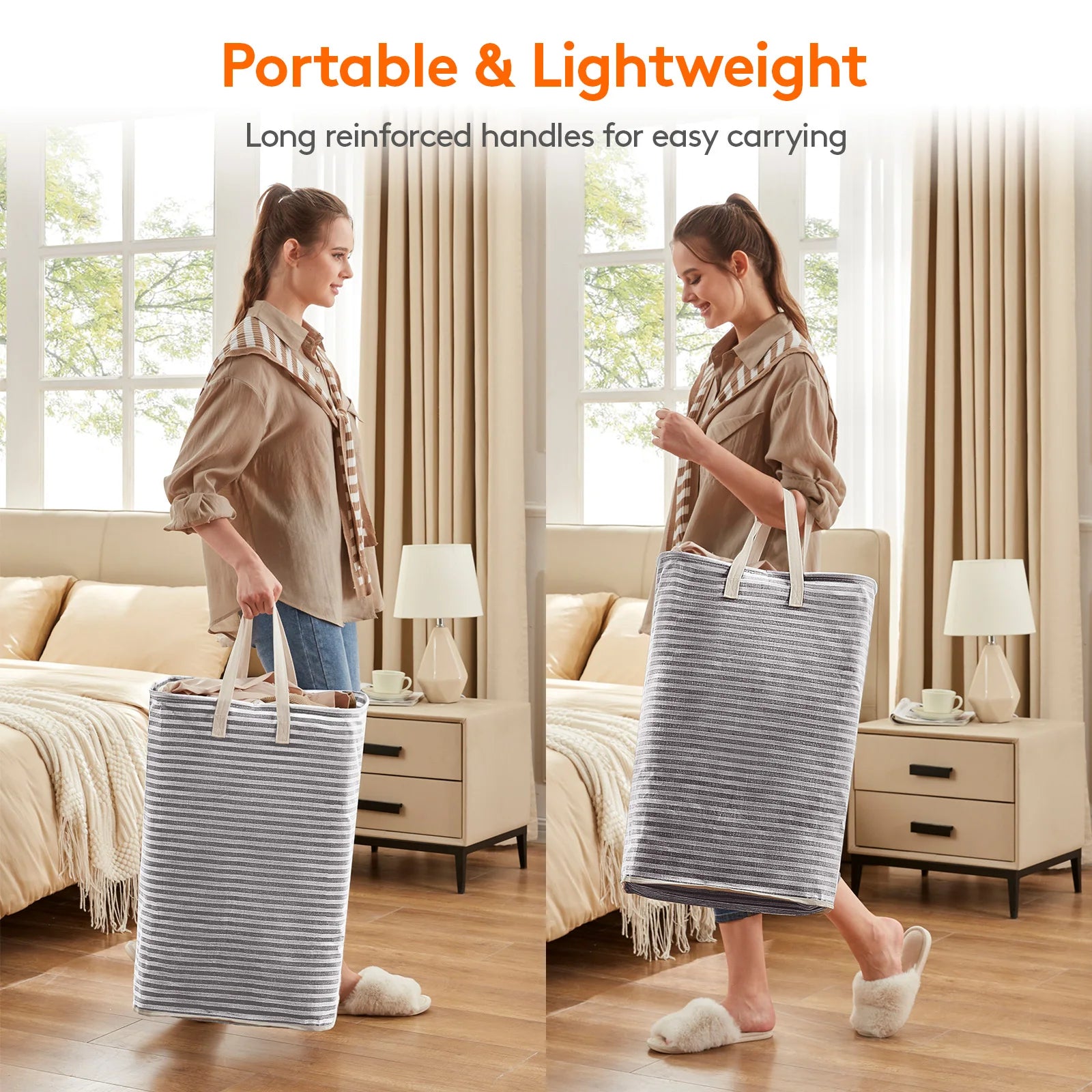 Freestanding Waterproof Clothes Hamper with Easy Carry Handles
