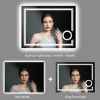 Smart Bathroom Mirror 3X Lighted Magnifier Wall Mounted White Light Front Backlit Dimmable Anti-Fog