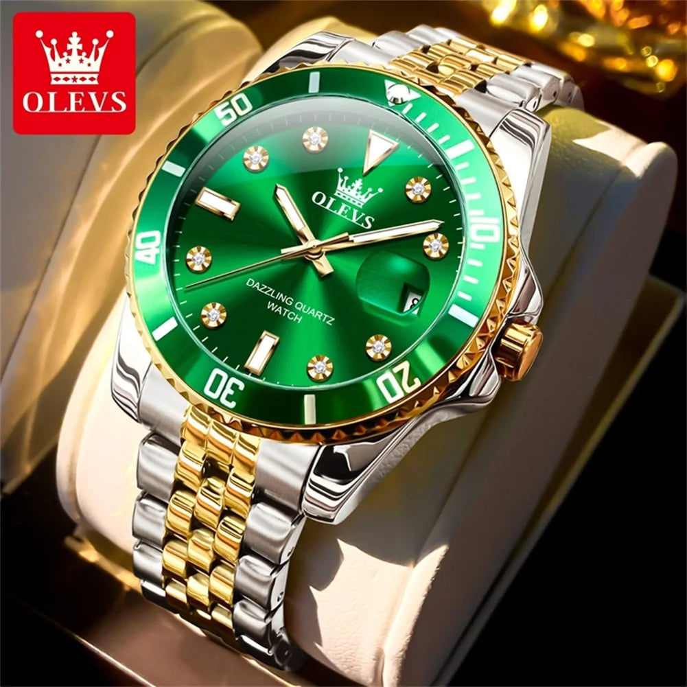 Men's Original Waterproof Automatic Date Rotation Ring Luxury Brand Diving Quartz