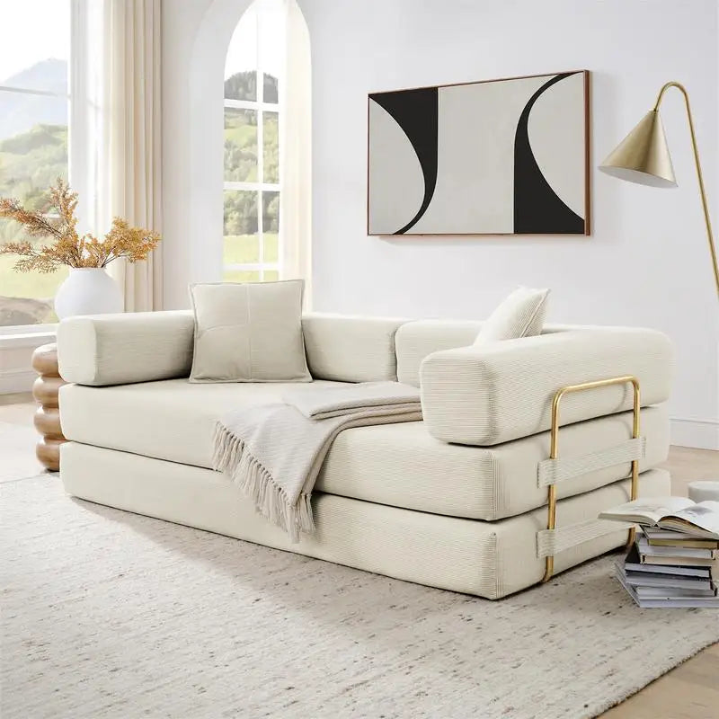 Convertible Sofa Bed, Modern Fold-Out Couch with Removable Backrest