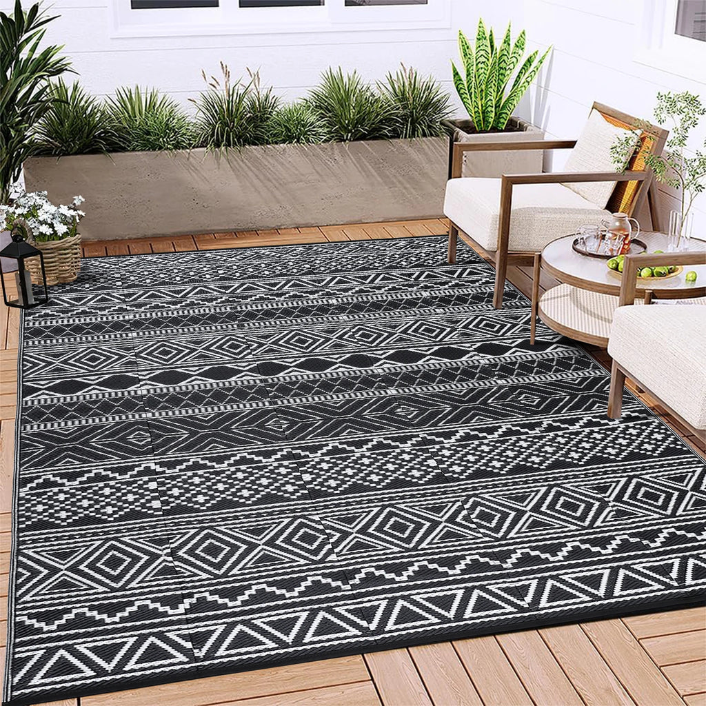 6x9 Patio Waterproof, Large Boho Portable Outdoor Area Rug
