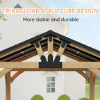 10x12 ft Wood Gazebo, Hardtop Gazebo with Galvanized Steel Peak Roof