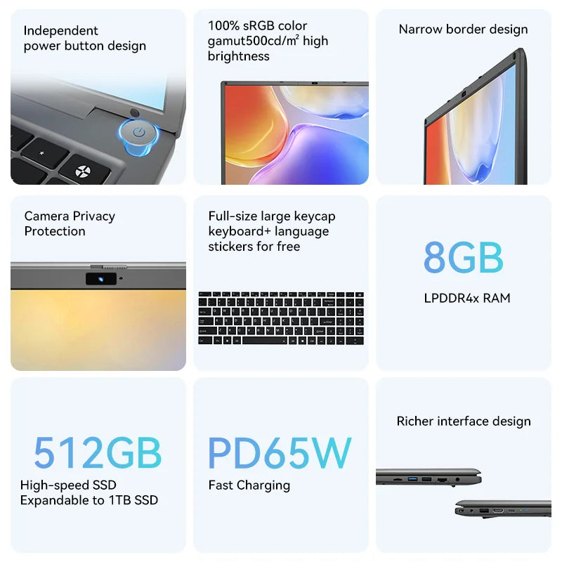 16 Inch Laptop with Intel Core i5 1240P 2.5K IPS Display Windows 11 Laptop 16GB RAM 1TB ROM SSD