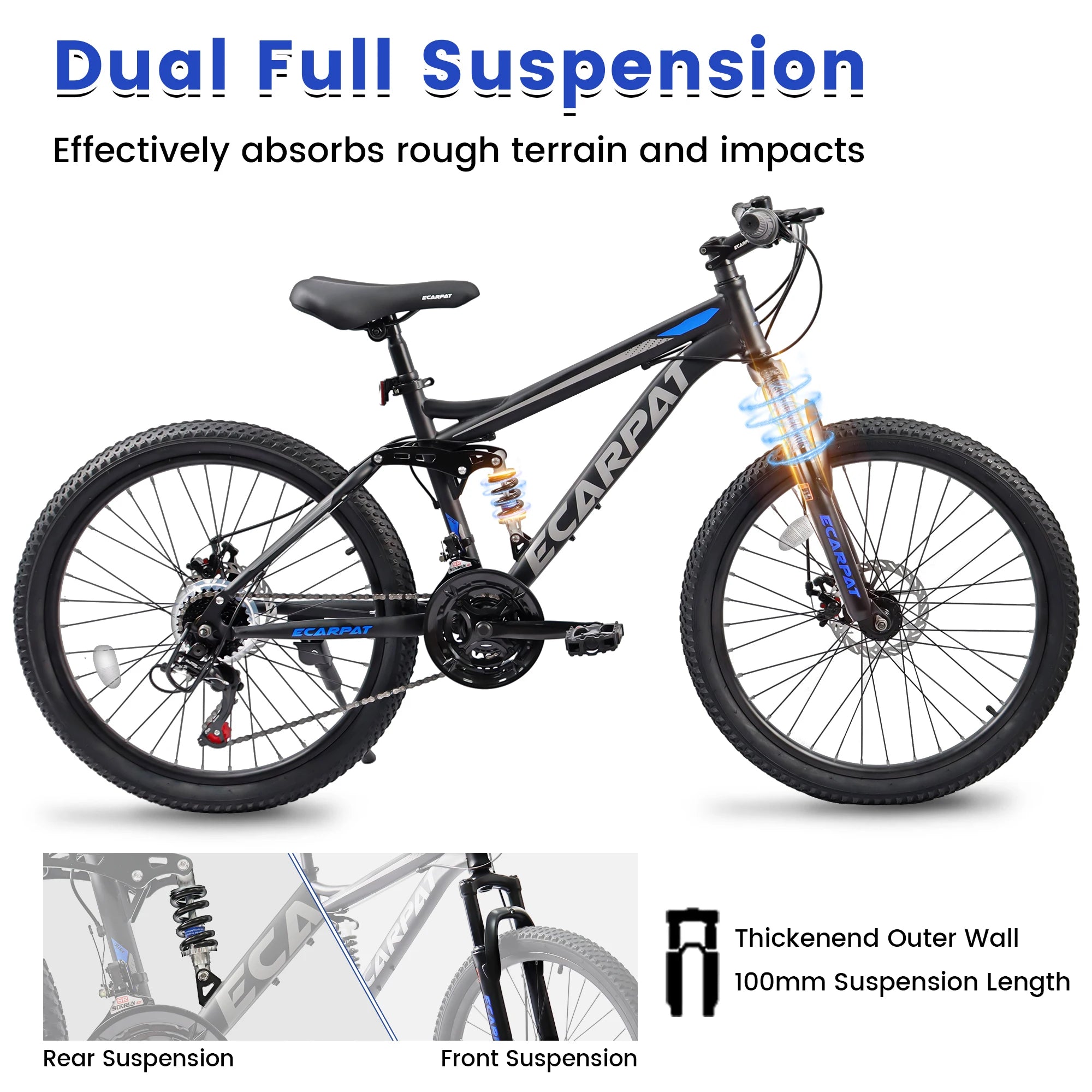 Dual Full Suspension Mountain Bike 24/26/27.5 Inch,  Mountain Bike, 21-Speed