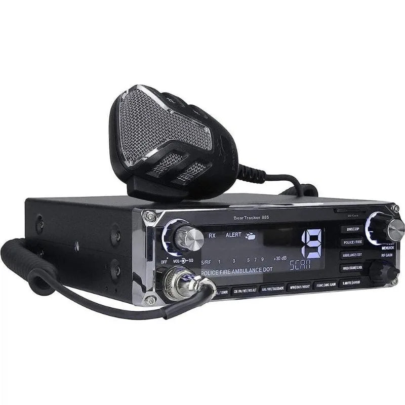 885 Hybrid Full-Featured CB Radio + Digital Police/Fire/Ambulance/DOT Scanner W/ Bear Tracker Warning System Alerts